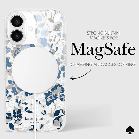 Kate Spade New York Protective Gems MagSafe - pouzdro pro iPhone 16 (Flowerbed Blue)