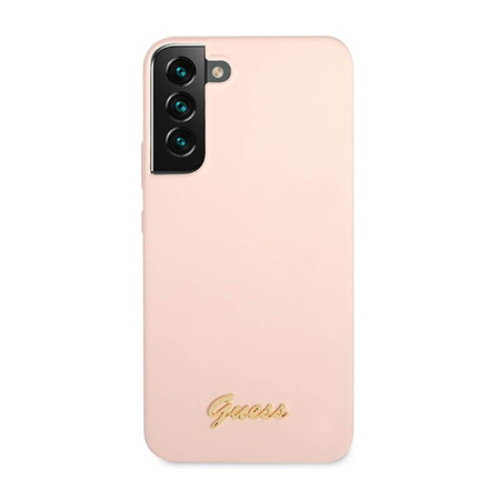 Guess Silikon Skript Metall Logo - Samsung Galaxy S23+ Gehäuse (rosa)