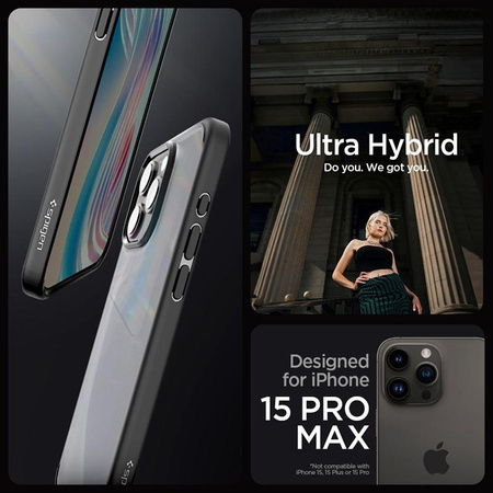 Spigen Ultra Hybrid - tok iPhone 15 Pro Max készülékhez (Frost Black)