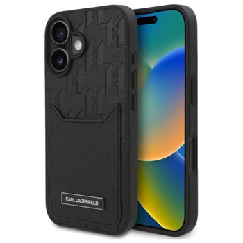 Karl Lagerfeld Cardslots Monogram - Étui pour iPhone 16 (noir)