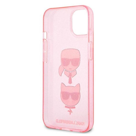 Karl Lagerfeld Glitter Karl & Choupette Head - étui pour iPhone 13 mini (rose)
