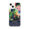 Guess Liquid Glitter Flower - pouzdro pro iPhone 14 Plus (modré)