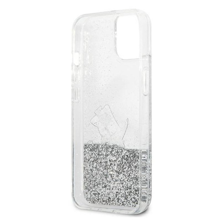 Karl Lagerfeld Liquid Glitter Choupette Fun - Coque pour iPhone 13 mini (argent)