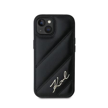 Karl Lagerfeld Diagonal Quilted Script - pouzdro pro iPhone 15 Plus / 14 Plus (černé)