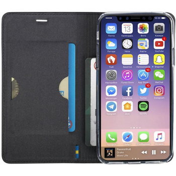 Krusell Malmo 4 Card Foliocase - iPhone X tok kártyahelyekkel + állvány (fekete)