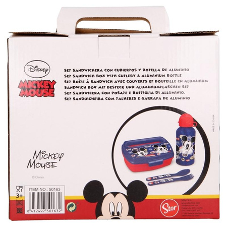 Mickey Mouse - Lunchbox-Set, 400ml Flasche, Besteck