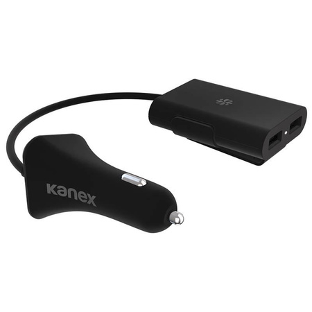 Kanex GoPower Sharable Car Charger - Autoladegerät 2 x USB, 2,4 A + HUB 2 x USB, 2,4 A, 2 m (Schwarz)