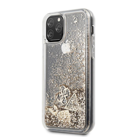 Guess Liquid Glitter Hearts - Etui iPhone 11 Pro (złoty)
