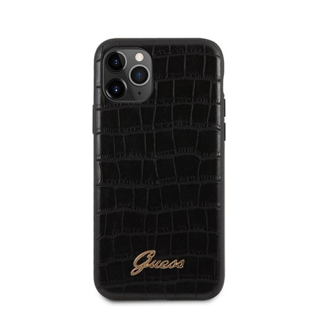 Guess Croco Case - Coque pour iPhone 11 Pro Max (Noir)