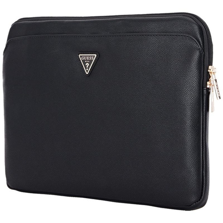 Guess Grained Zipper Pocket Triangle Logo Sleeve - pouzdro na 14" notebook (černé)