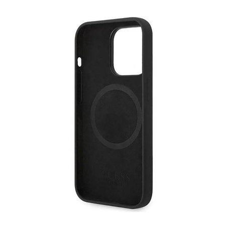 Guess Silikon Logo Platte MagSafe - iPhone 14 Pro Max Tasche (schwarz)