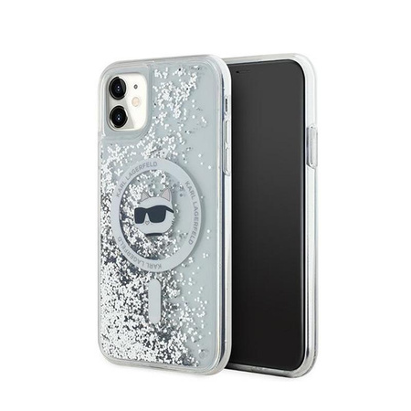 Karl Lagerfeld Liquid Glitter Choupette Head MagSafe - pouzdro pro iPhone 11 (průhledné)