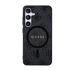 Guess 4G Collection Leder Metall Logo MagSafe - Samsung Galaxy S24 Tasche (schwarz)