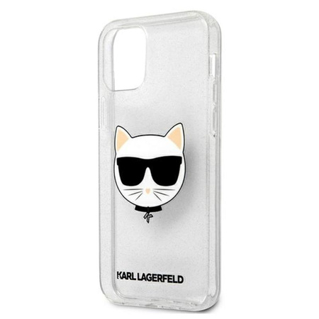 Karl Lagerfeld Choupette Head Glitter - iPhone 12 / iPhone 12 Pro Tasche (silber)