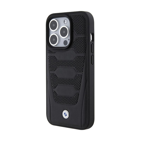 BMW Ledersitze mit Muster - iPhone 15 Pro Tasche (schwarz)