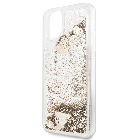 Guess Liquid Glitter Hearts - iPhone 11 Pro Max Tasche (Gold)