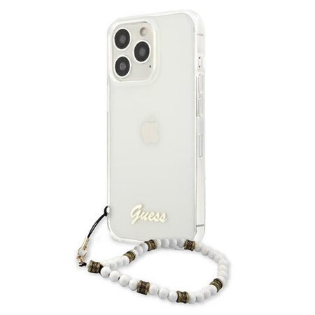 Guess White Pearl Strap - Pouzdro iPhone 13 Pro (Průhledné)