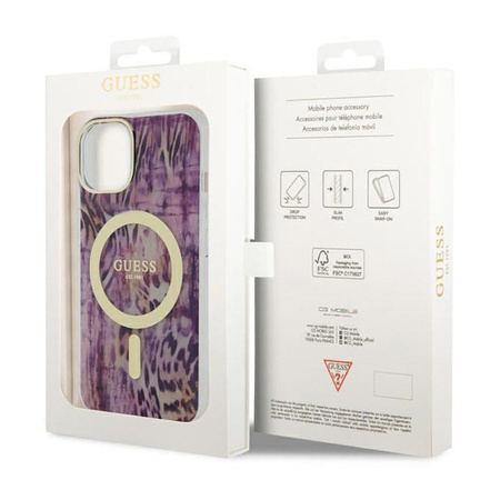 Guess Leopard MagSafe - Coque iPhone 14 (Rose)