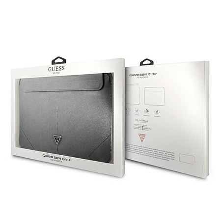 Guess Saffiano Triangle Logo Sleeve - pouzdro na notebook 13"/ 14" (stříbro)