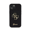 Guess Glitter Script Big 4G - pouzdro pro iPhone 15 (černé)