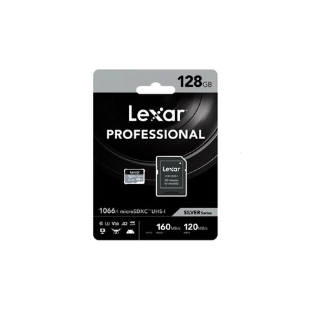 Lexar Micro SDXC - 128 GB A2 UHS-1 V30 carte mémoire 120/160 MB/s avec adaptateur