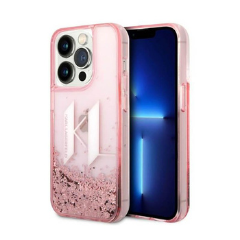 Karl Lagerfeld Liquid Glitter Big Logo Tasche - iPhone 14 Pro Tasche (rosa)