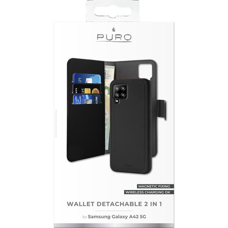 PURO Wallet Detachable - 2-in-1 Case Samsung Galaxy A42 5G (noir)