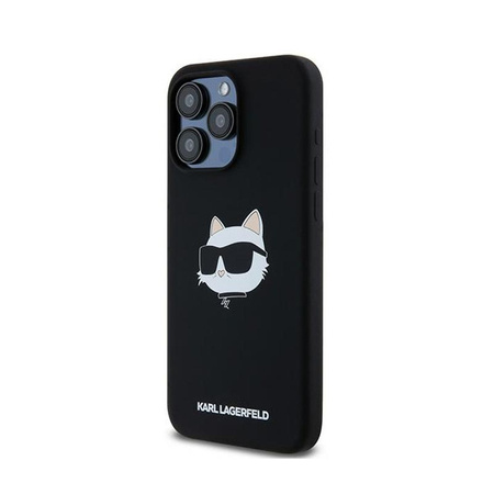 Karl Lagerfeld Silikonové pouzdro MagSafe s hlavou Choupette - iPhone 15 Pro Max (černé)