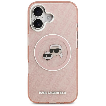 Karl Lagerfeld IML Glitter Karl & Choupette Heads Logo MagSafe - Case for iPhone 17 (pink)