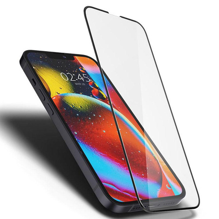 Spigen Glass FC - Gehärtetes Glas für iPhone 14 / iPhone 13 / iPhone 13 Pro (Schwarzer Rahmen)