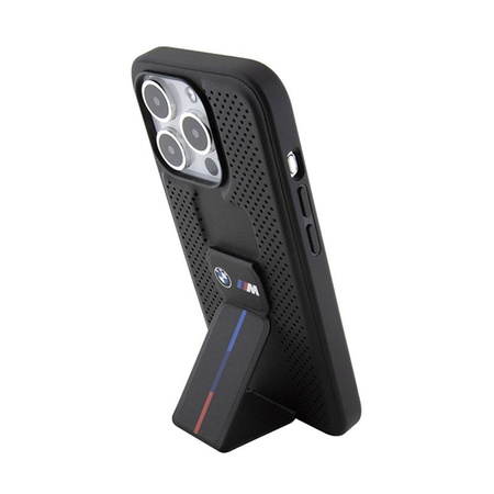 BMW Grip Stand Lisse & Perforé - Coque iPhone 15 Pro Max (noir)