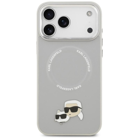 Karl Lagerfeld Karl & Choupette Pins MagSafe - Pouzdro pro iPhone 17 Pro Max (šedé)