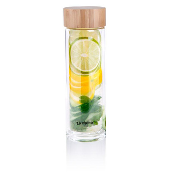 SZKLANA BUTELKĄ NA WODĘ Z FILTREM BPA FREE, na Herbatę, Etui, Alpina, 450ml
