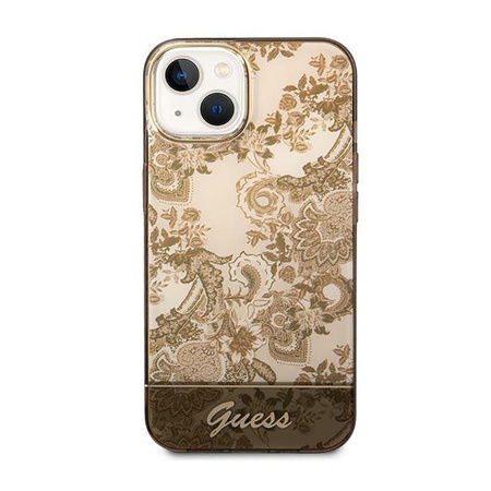 Guess Porcelain Collection - pouzdro pro iPhone 14 Plus (okrové)