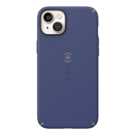 Speck CandyShell Pro + MagSafe - Coque pour iPhone 14 Plus avec revêtement MICROBAN (Bleu Prusse / Gris Nuageux)