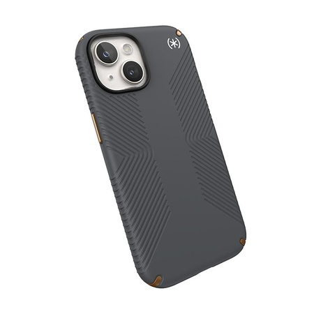 Speck Presidio2 Grip - pouzdro pro iPhone 15 (Charcoal Grey / Cool Bronze / White)