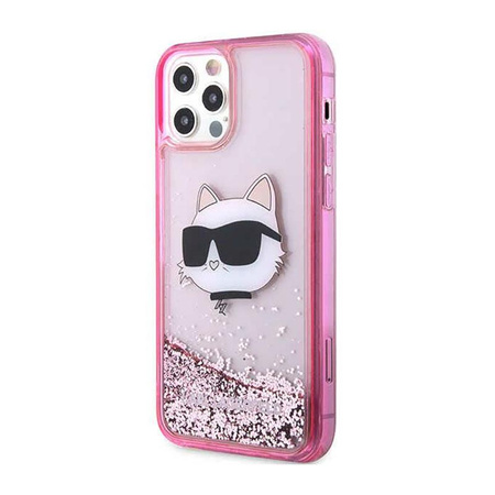 Karl Lagerfeld Liquid Glitter NFT Choupette Head - Hülle für iPhone 12 / iPhone 12 Pro (Pink)