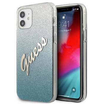 Guess Glitter Gradient Script - iPhone 12 mini tok (kék)