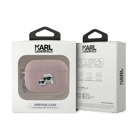 Karl Lagerfeld Monogram Karl & Choupette Head - pouzdro AirPods Pro 2 (růžové)