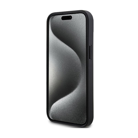 DKNY Lederhülle mit Monostreifen und Metall-Logo - iPhone 15 / 14 / 13 (schwarz)