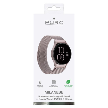 PURO Milanese Magnetic Band - Stainless Steel Strap for Samsung Galaxy Watch 5 / Watch 5 Pro / Watch 4 / Watch 4 Classic (rose gold)