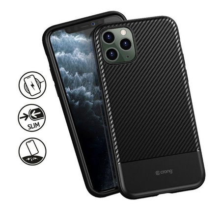 Crong Prestige Carbon Cover - Coque pour iPhone 11 Pro (noir)