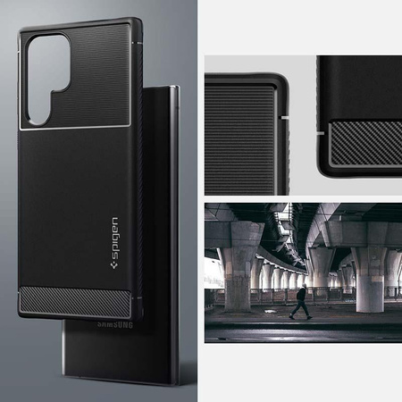 Spigen Rugged Armor - Étui pour Samsung Galaxy S22 Ultra (Noir)
