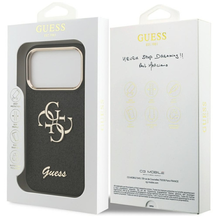Guess Fixed Glitter Big 4G Metal Frame - Hülle iPhone 17 Pro (schwarz)