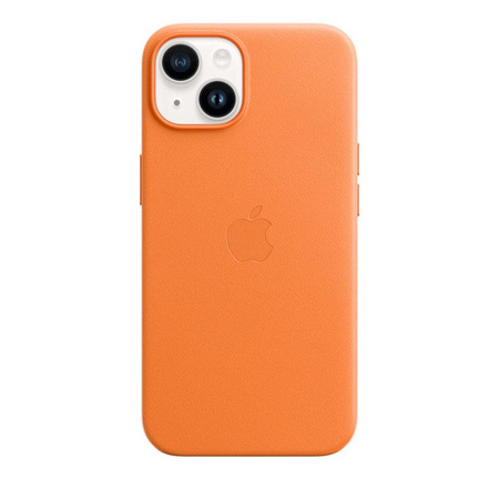 Apple Leather Case - Étui en cuir avec MagSafe pour iPhone 14 (Orange)
