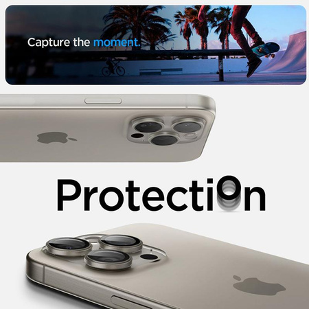 Spigen Optik.TR EZ Fit Camera Lens Protector - ochranné sklo objektivu pro iPhone 15 Pro / 15 Pro Max / iPhone 14 Pro / 14 Pro Max (2 ks) (Natural Titanium)