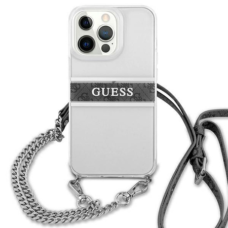 Guess 4G Croix à rayures argentées - Étui pour iPhone 13 Pro Max