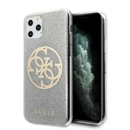 Guess Circle Glitter 4G - iPhone 11 Pro tok (világosszürke)