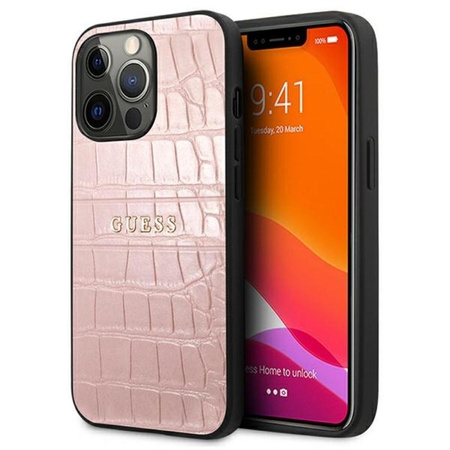 Guess Croco Stamp Lines - iPhone 13 Pro Max Tasche (rosa)