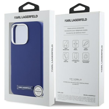 Karl Lagerfeld FW Metallplatte MagSafe - iPhone 16 Pro Tasche (blau)